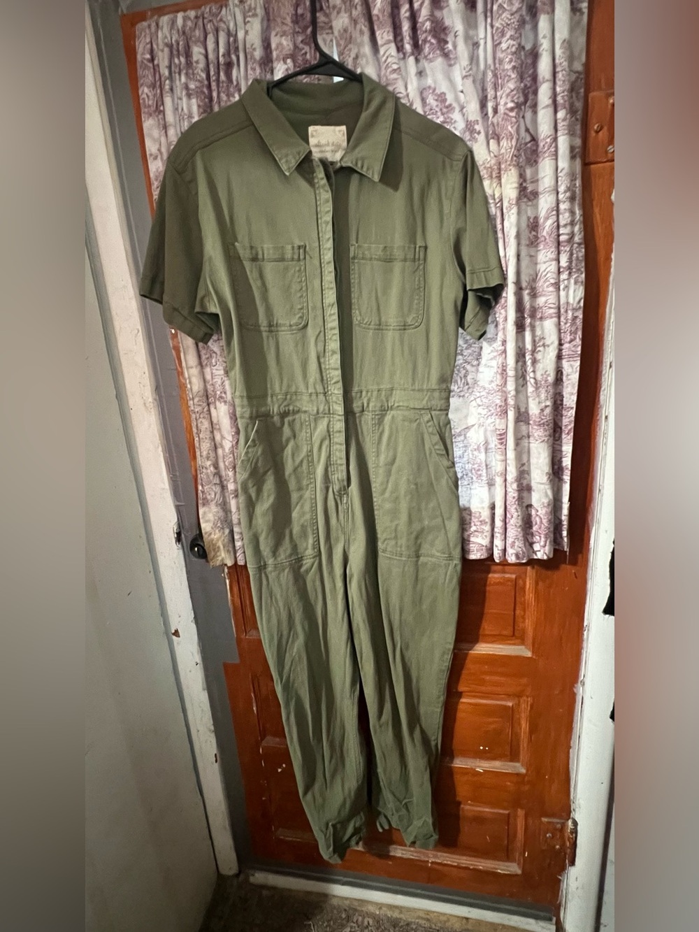 Altar'd State Olive Green Short-Sleeve Utility Jumpsuit